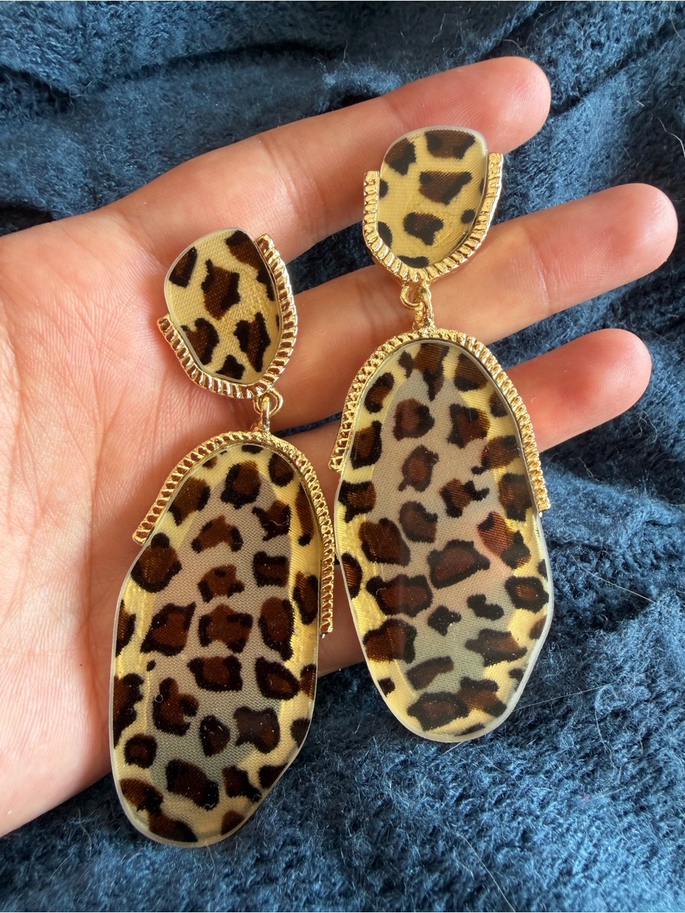 Leopard Print Gold-Tone Drop Earrings - Women Jewelry
